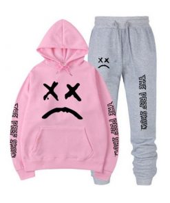 sad face hoodie &amp sweatpants 3522 - Lil Peep Shop